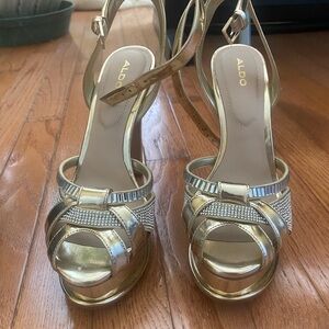 Aldo Metallic Gold Strappy Heels